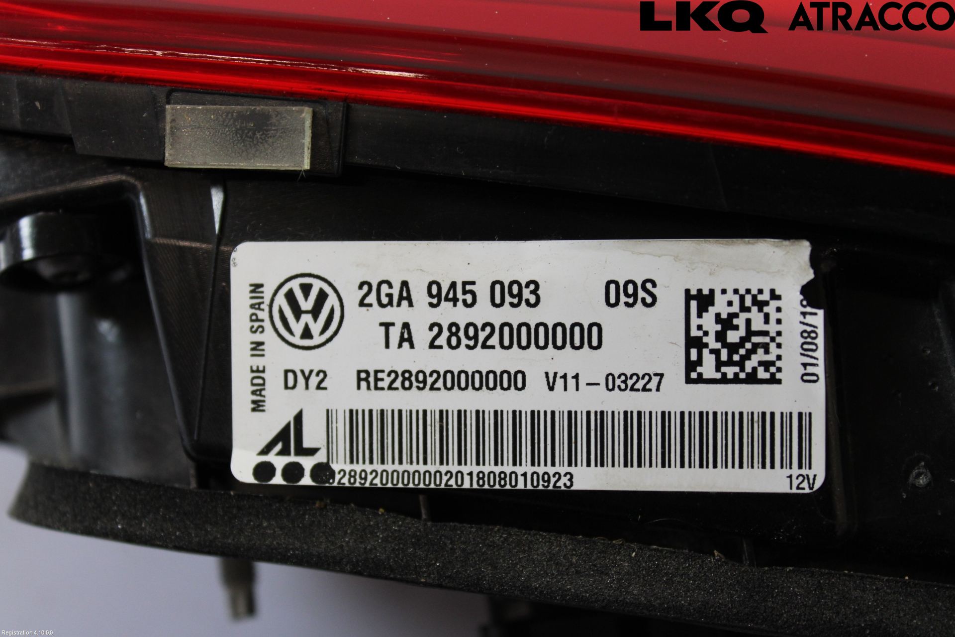 Volkswagen VW T-ROC 18- Baklykt Venstre  På Luke(Indre