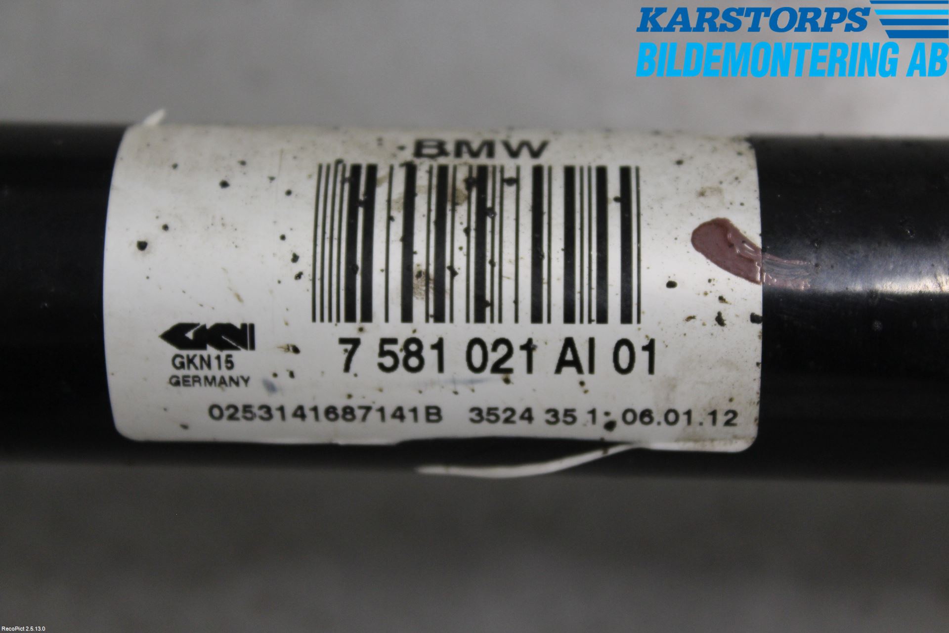 BMW 5 F10/F11/F18 09-17 Drivaksel Bak Kompl Venstre