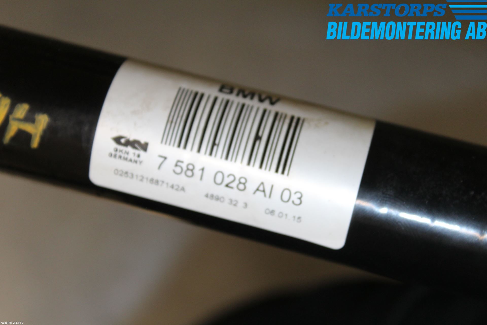 BMW 5 F10/F11/F18 09-17 Drivaksel Bak Kompl Høyre