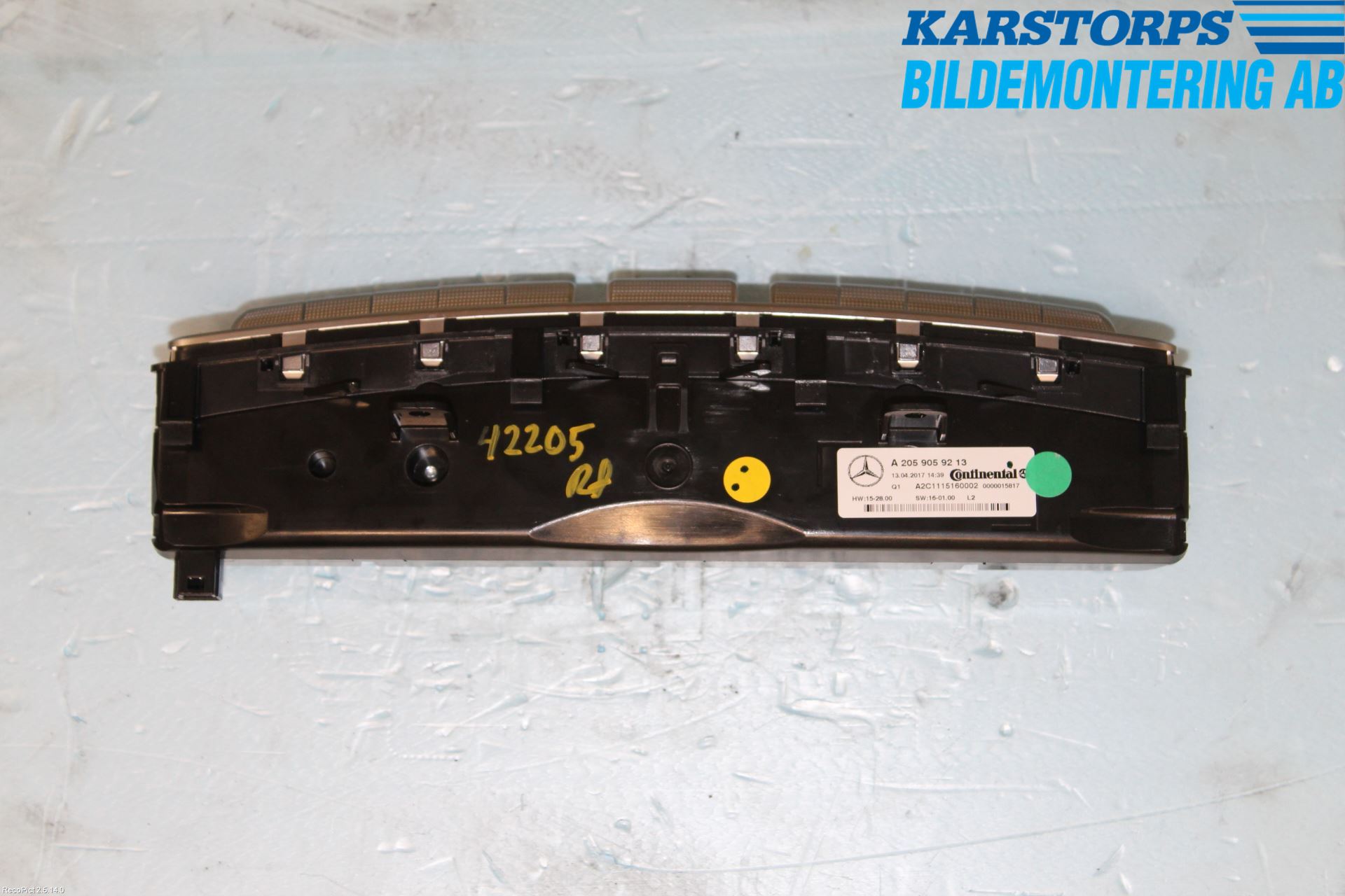 Mercedes-Benz MB C-KLASS (W205) 14-21 Varmeapparat Panel(Regulering)