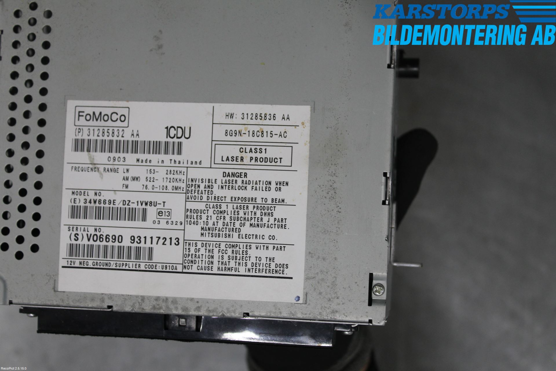 Volvo XC60 09-13 Stereo Radio Med Cd