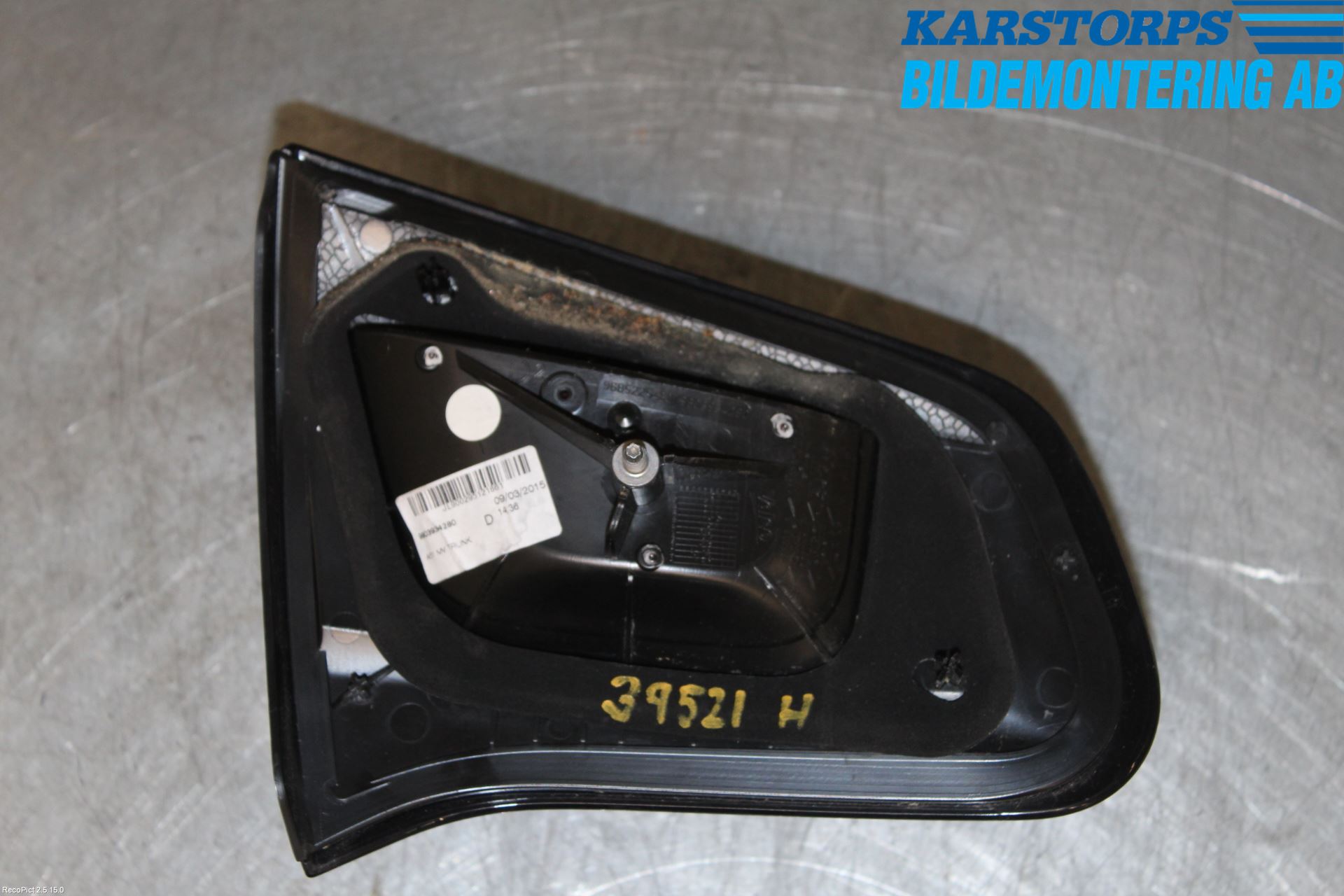 Citroen C3 10-17 Baklykt Høyre  På Luke(Indre)
