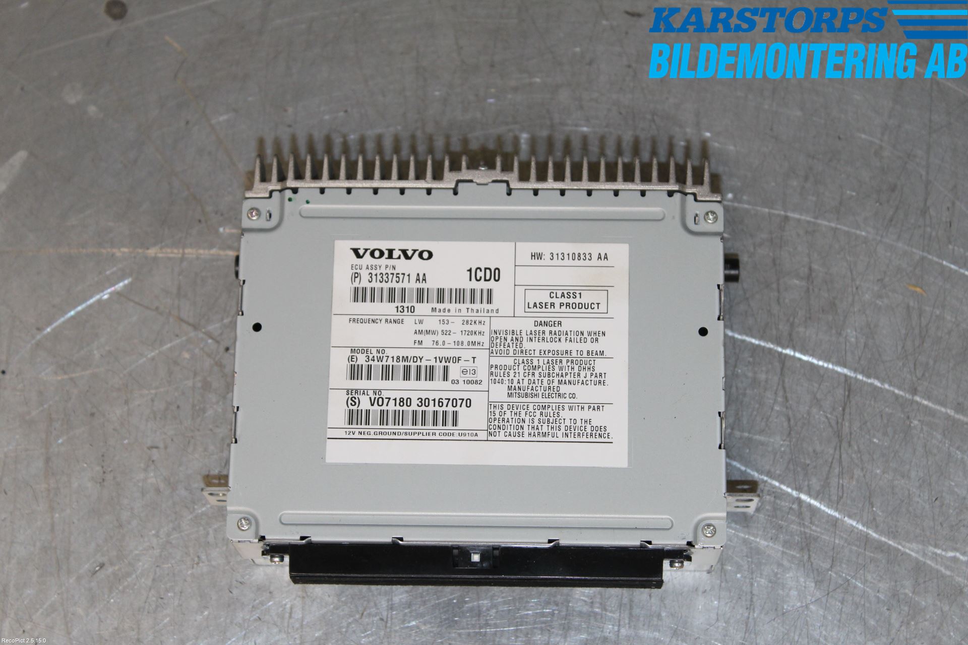 Volvo S60 14-18 Stereo Radio Med Cd