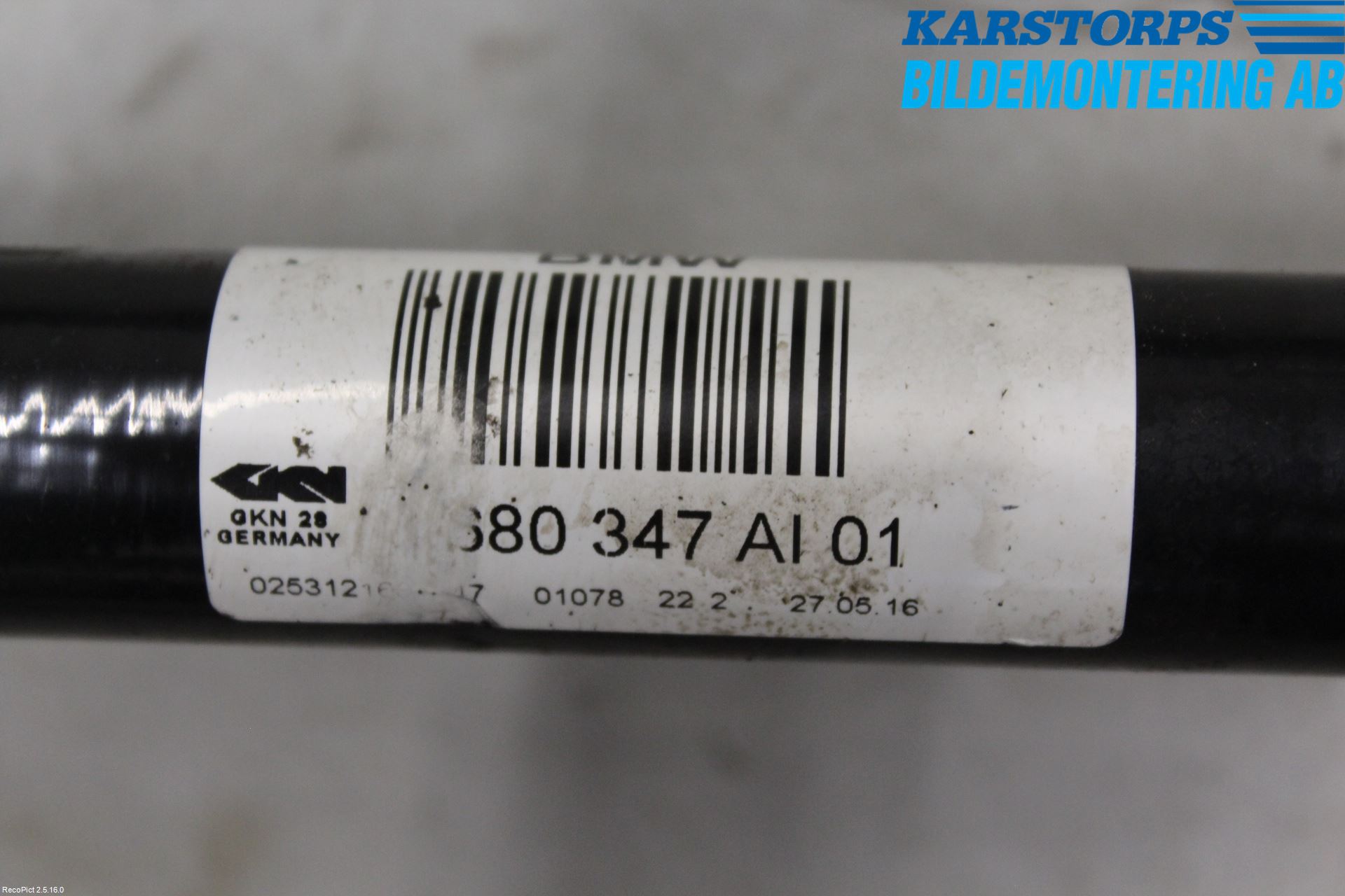 BMW 3 F30/F31/F80 12-19 Drivaksel Bak Kompl Venstre