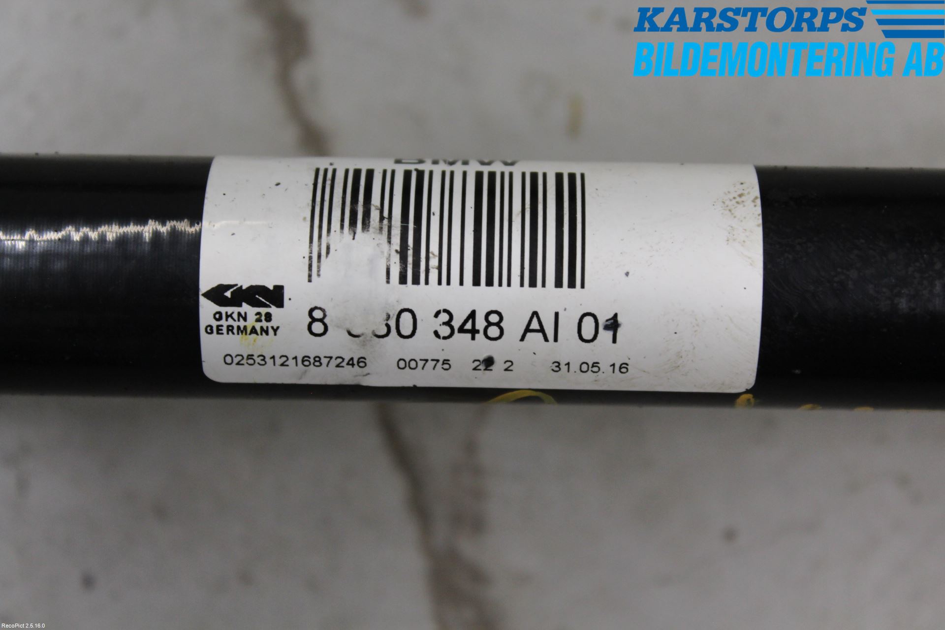 BMW 3 F30/F31/F80 12-19 Drivaksel Bak Kompl Høyre