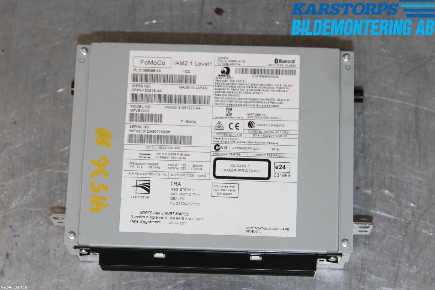 Volvo V60 14-18 Stereo Radio Med Cd