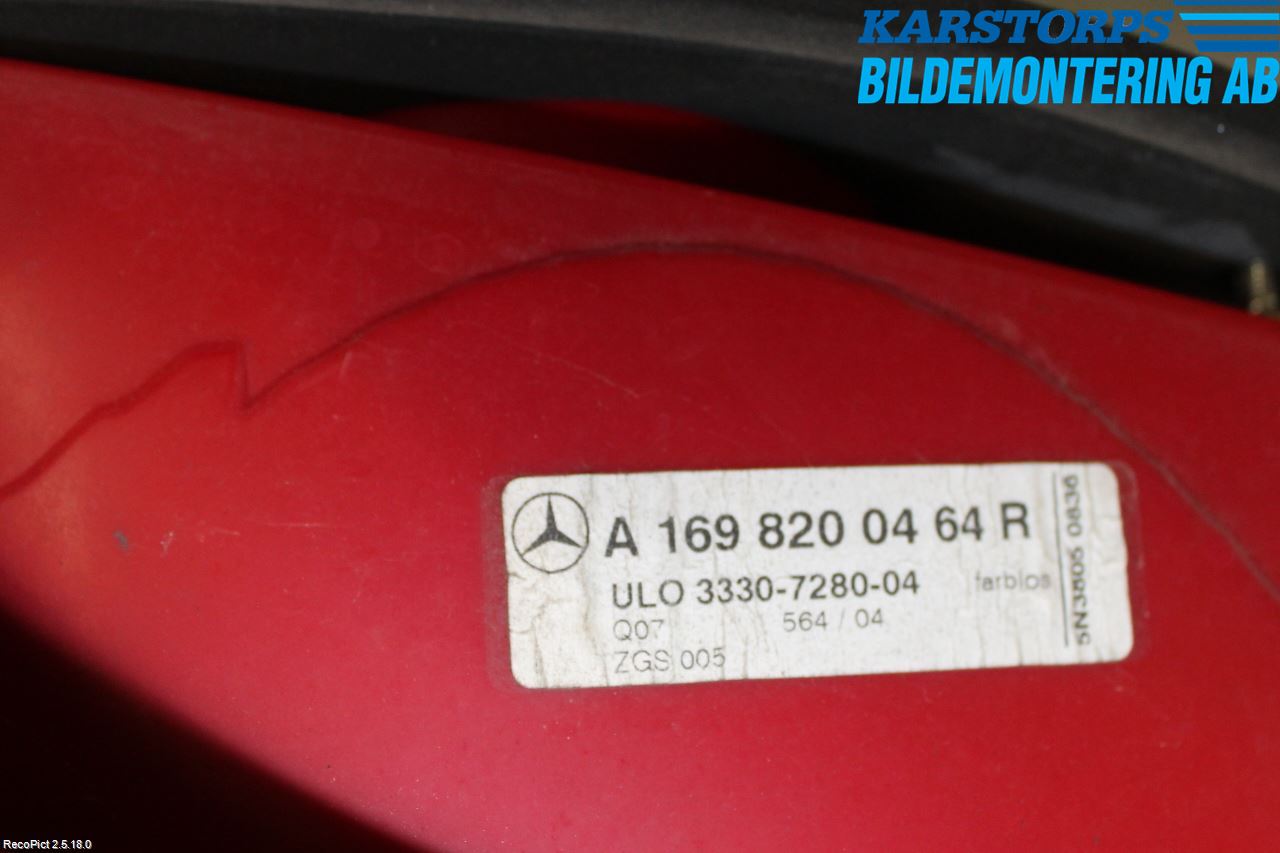 Mercedes-Benz MB A-KLASS (W169) 04-12 Baklykt Høyre