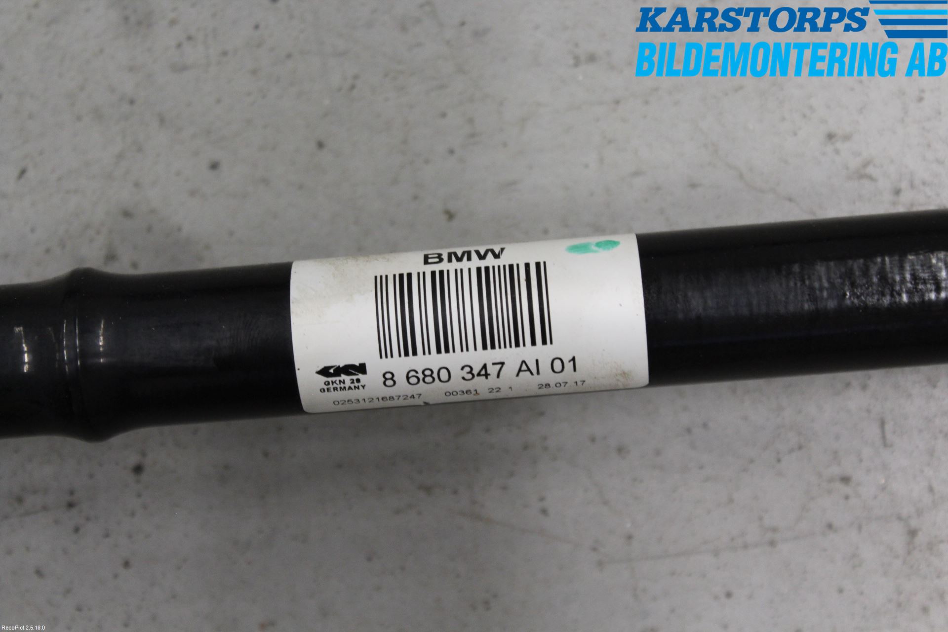 BMW 3 F30/F31/F80 12-19 Drivaksel Bak Kompl Venstre