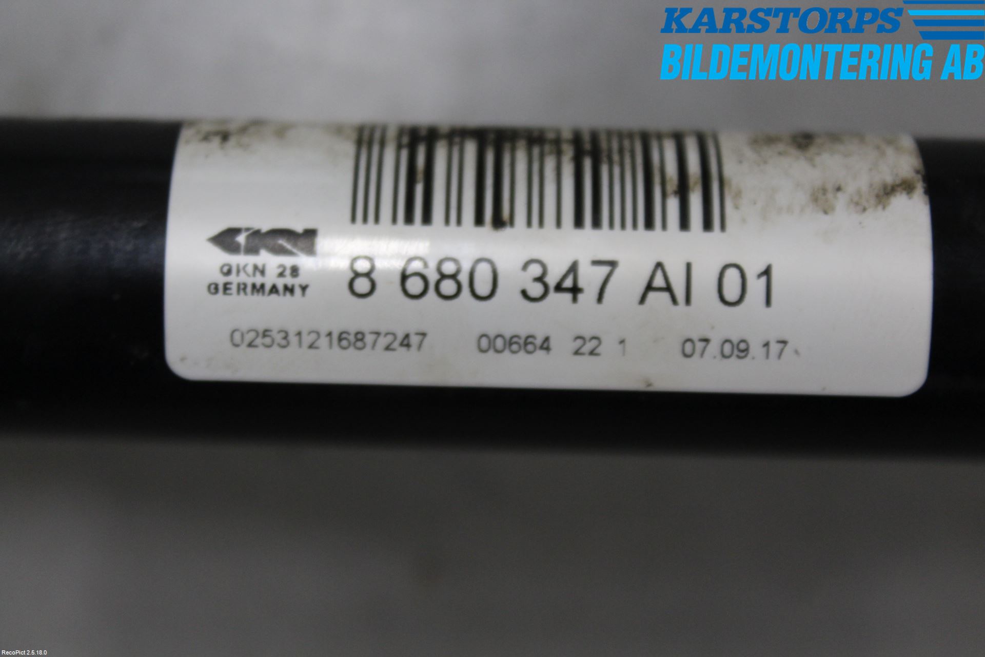 BMW 3 F30/F31/F80 12-19 Drivaksel Bak Kompl Venstre