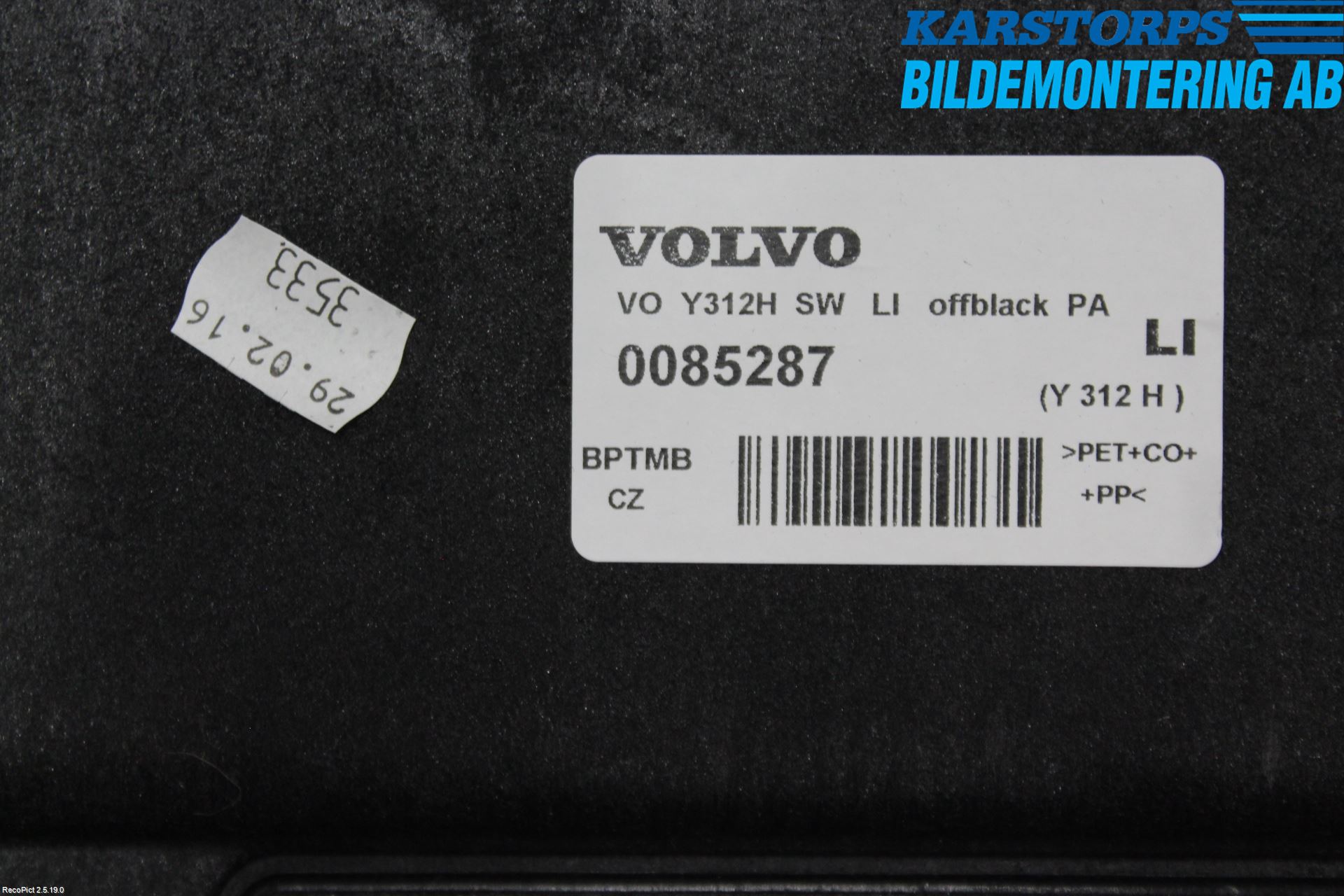 Volvo V60 14-18 Innr Bagasjeromkledsel