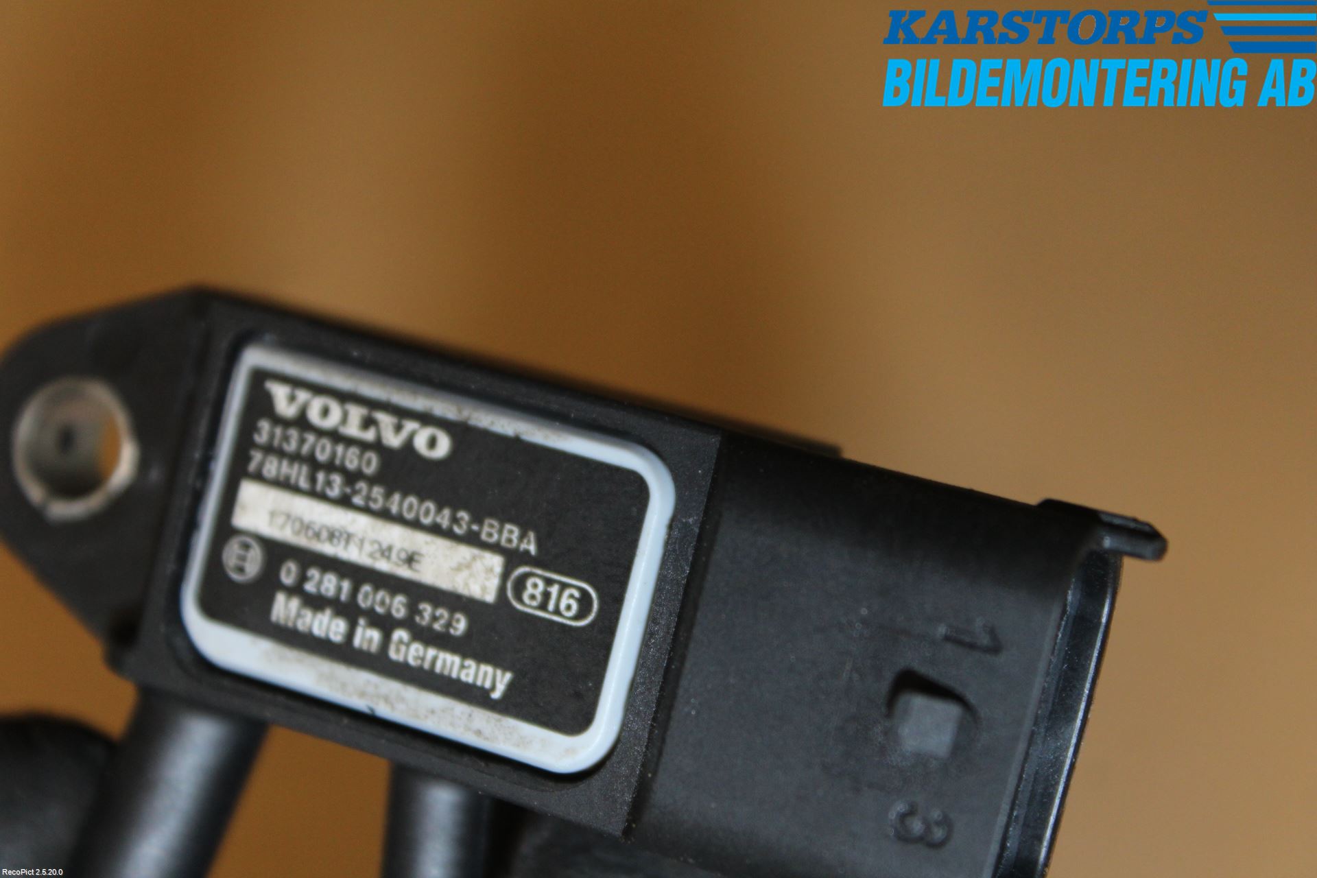 Volvo V40 12-19 Sensor Temp-Trykk Avgass
