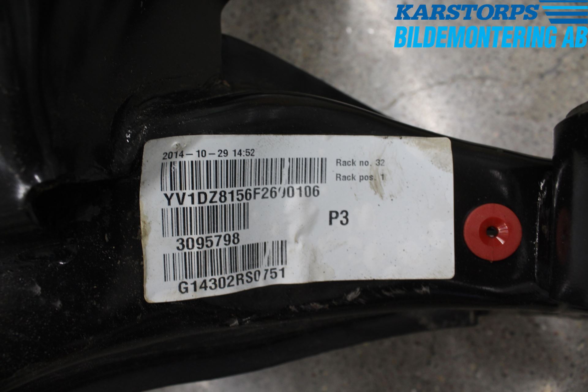 Volvo XC60 14-17 Bakaksel Feste Travers-Ramme