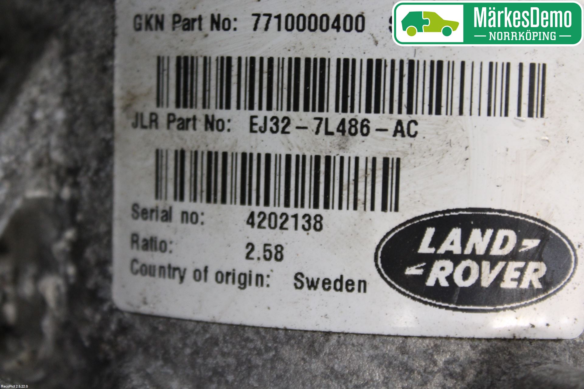 Landrover LAND ROVER RANGE ROVER EVOQUE (L538) 11-18 Gearkasse Fordelingskasse