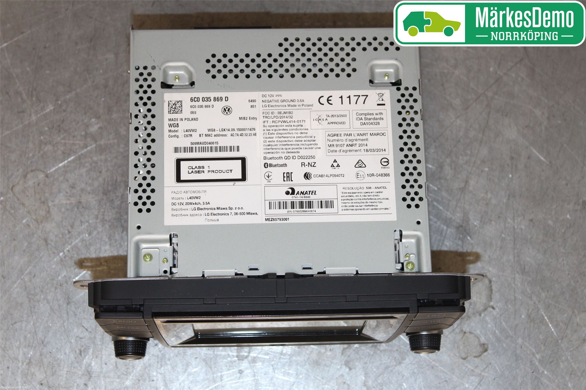Volkswagen VW POLO 10-17 Stereo Radio Med Cd