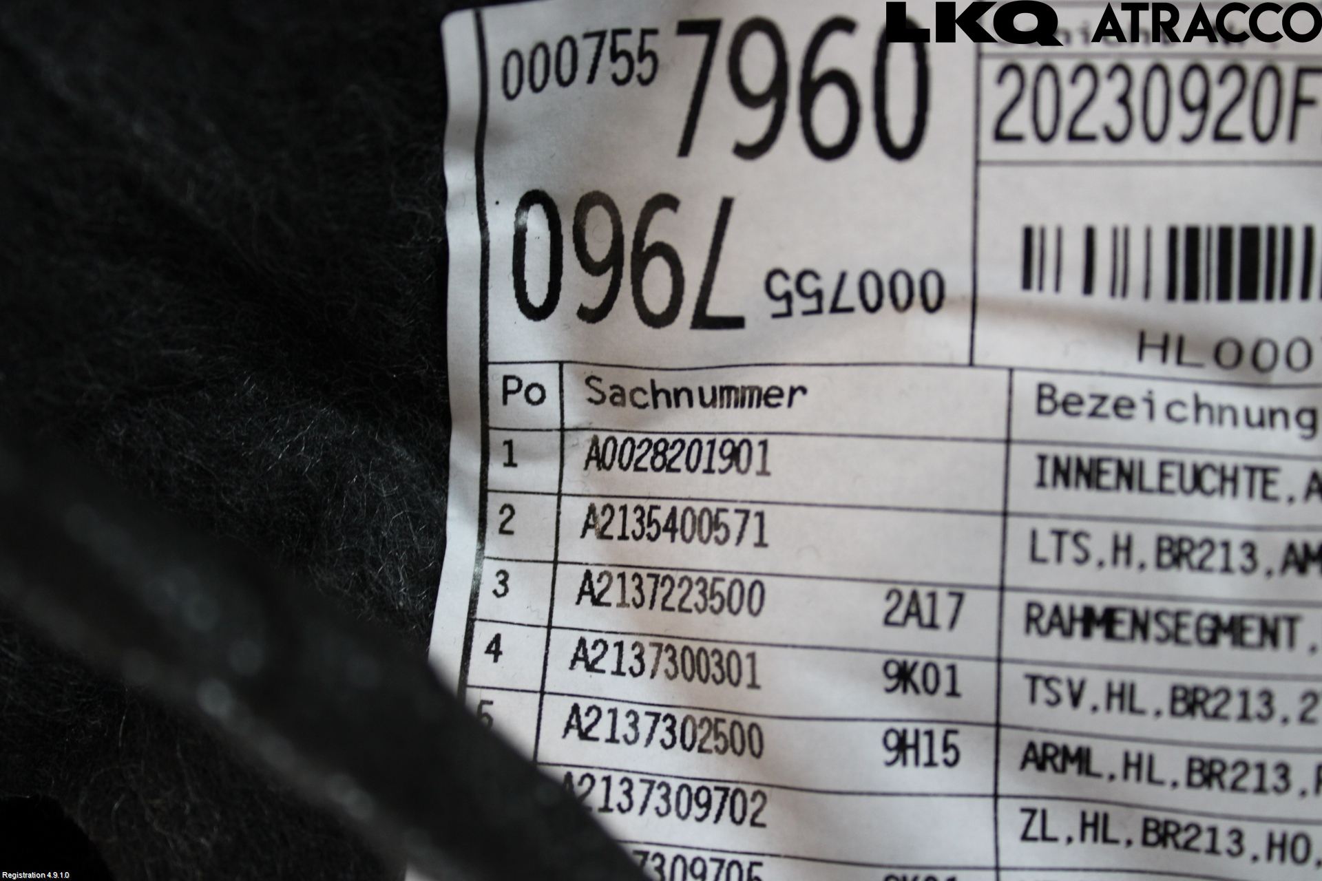 Mercedes-Benz MB E-KLASS (W213) 16-23 Innr Dørtrekk Venstre