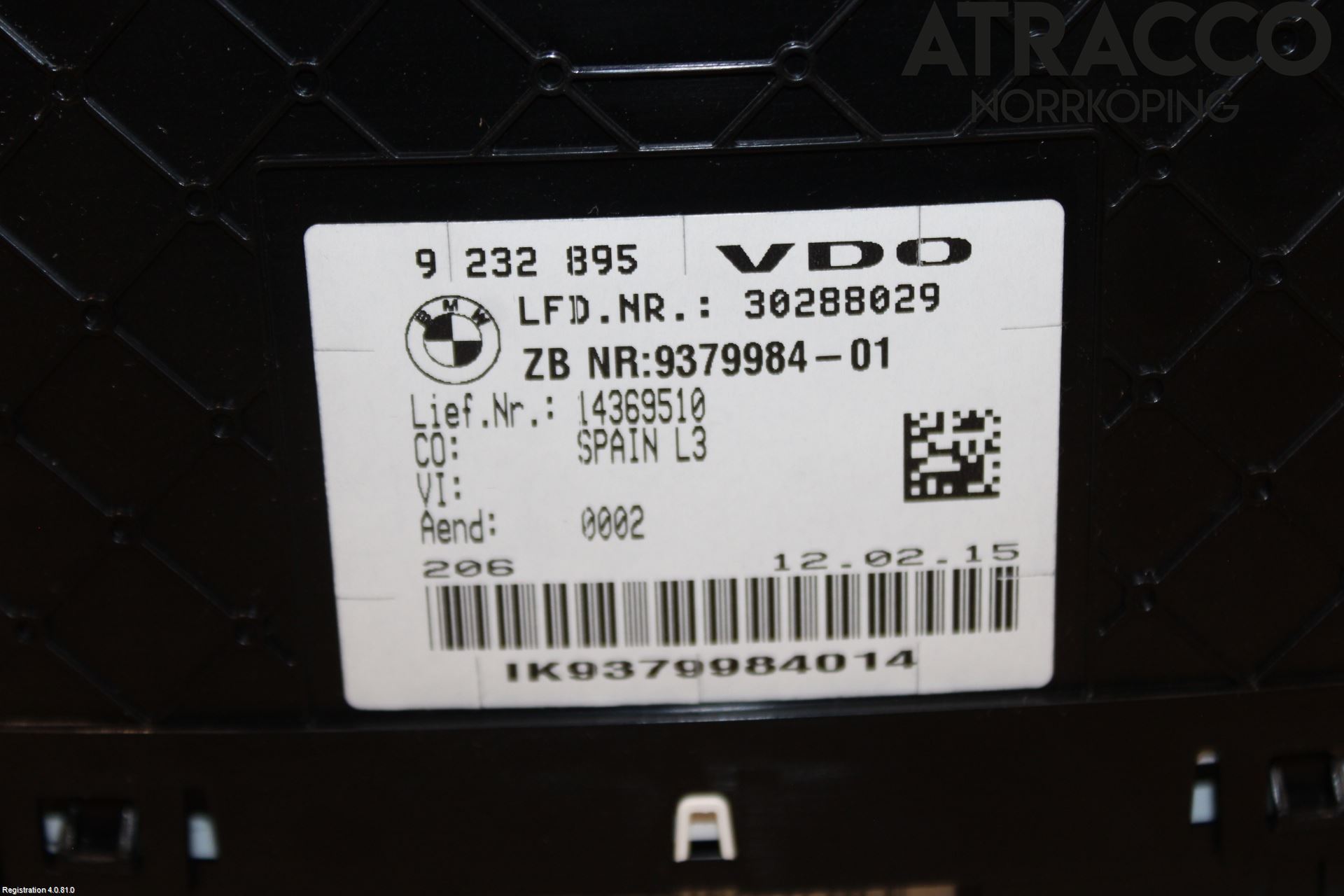 BMW 3 F30/F31/F80 12-19 Instr Kombinert