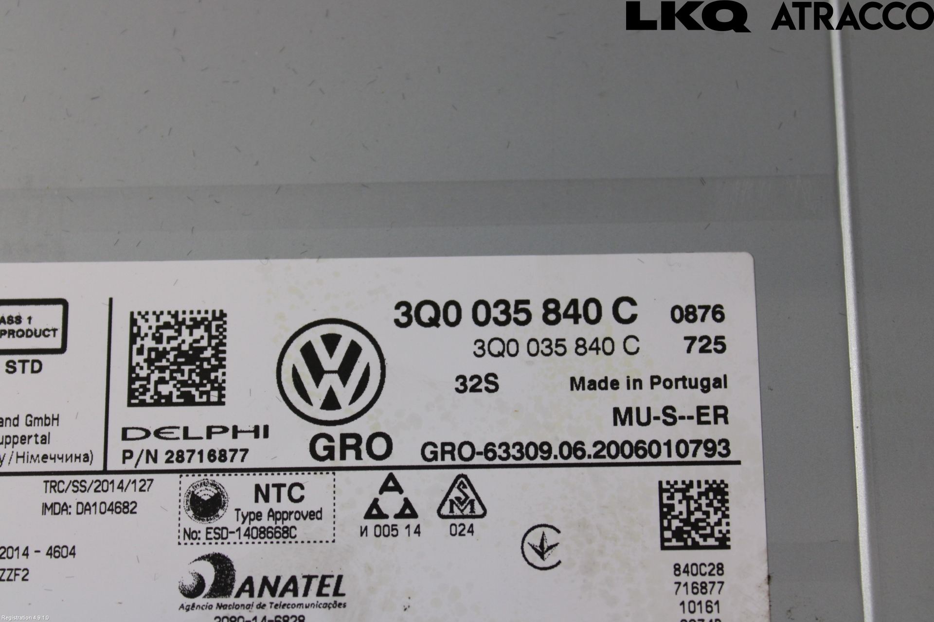 Volkswagen VW GOLF / E-GOLF VII 13-20 Stereo Radio Med Cd