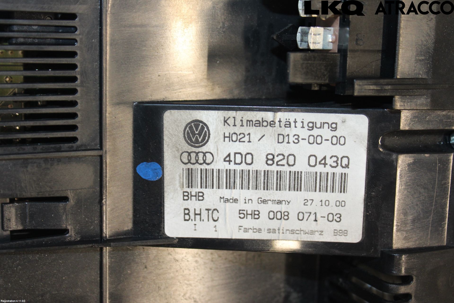 Audi A8/S8 4D 94-02 Varmeapparat Panel(Regulering)