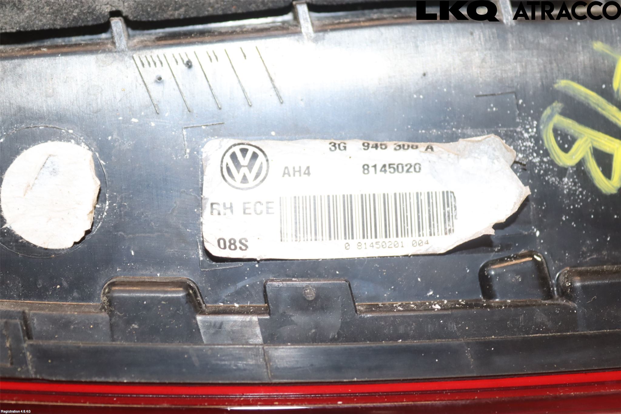 Volkswagen VW PASSAT 15-19 Baklykt Høyre  På Luke(Indre)