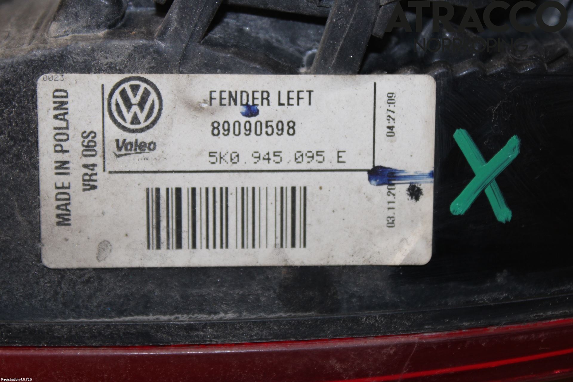 Volkswagen VW GOLF VI 09-13 Baklykt Venstre