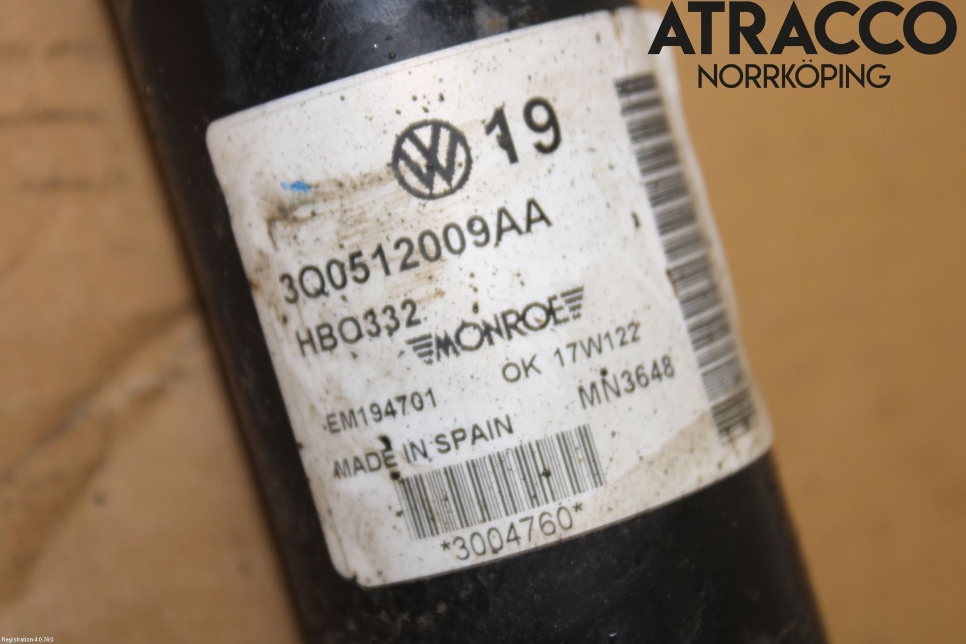Volkswagen VW PASSAT 15-19 Støtdemper Bak