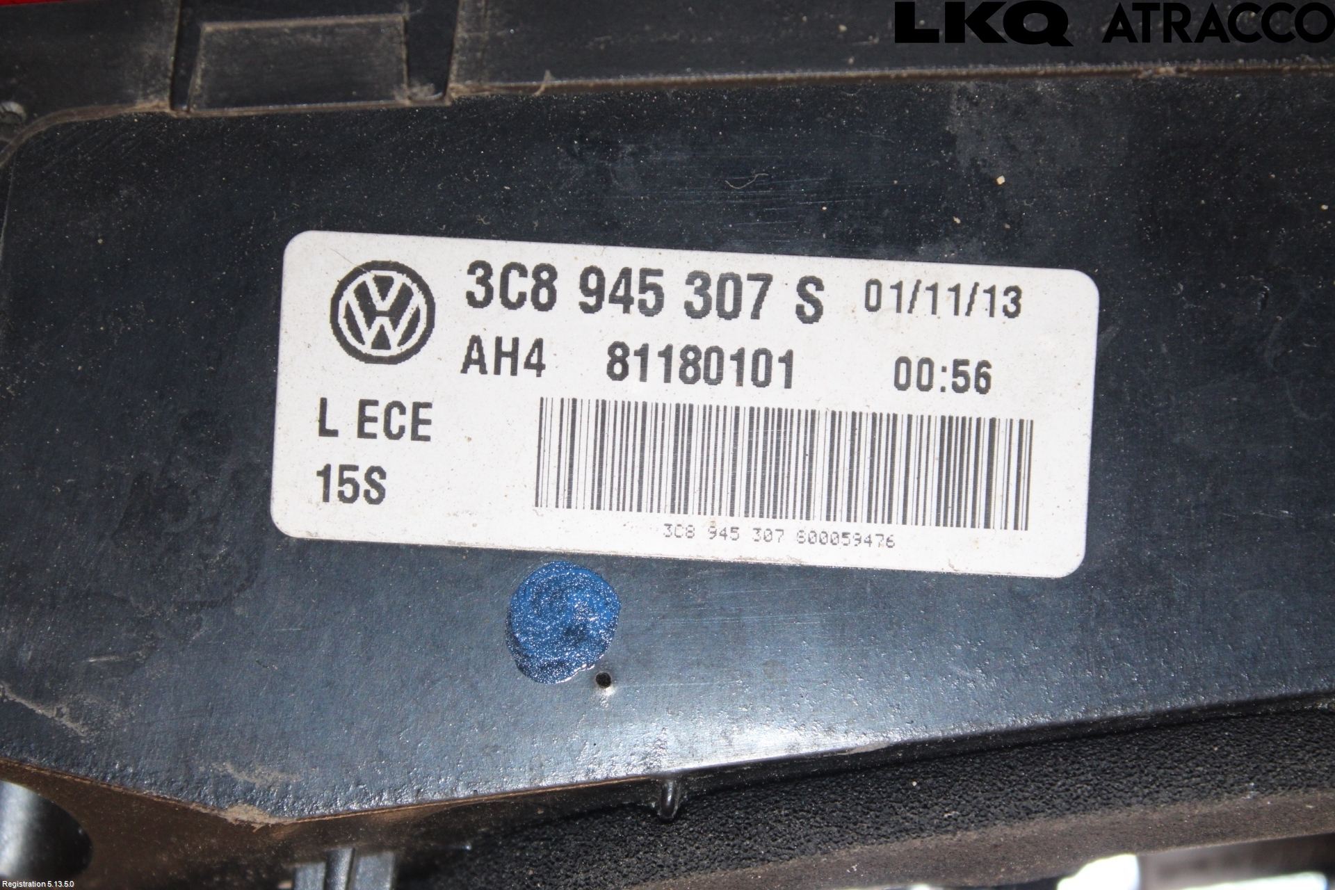 Volkswagen VW PASSAT CC 08-16 Baklykt Venstre  På Luke(Indre