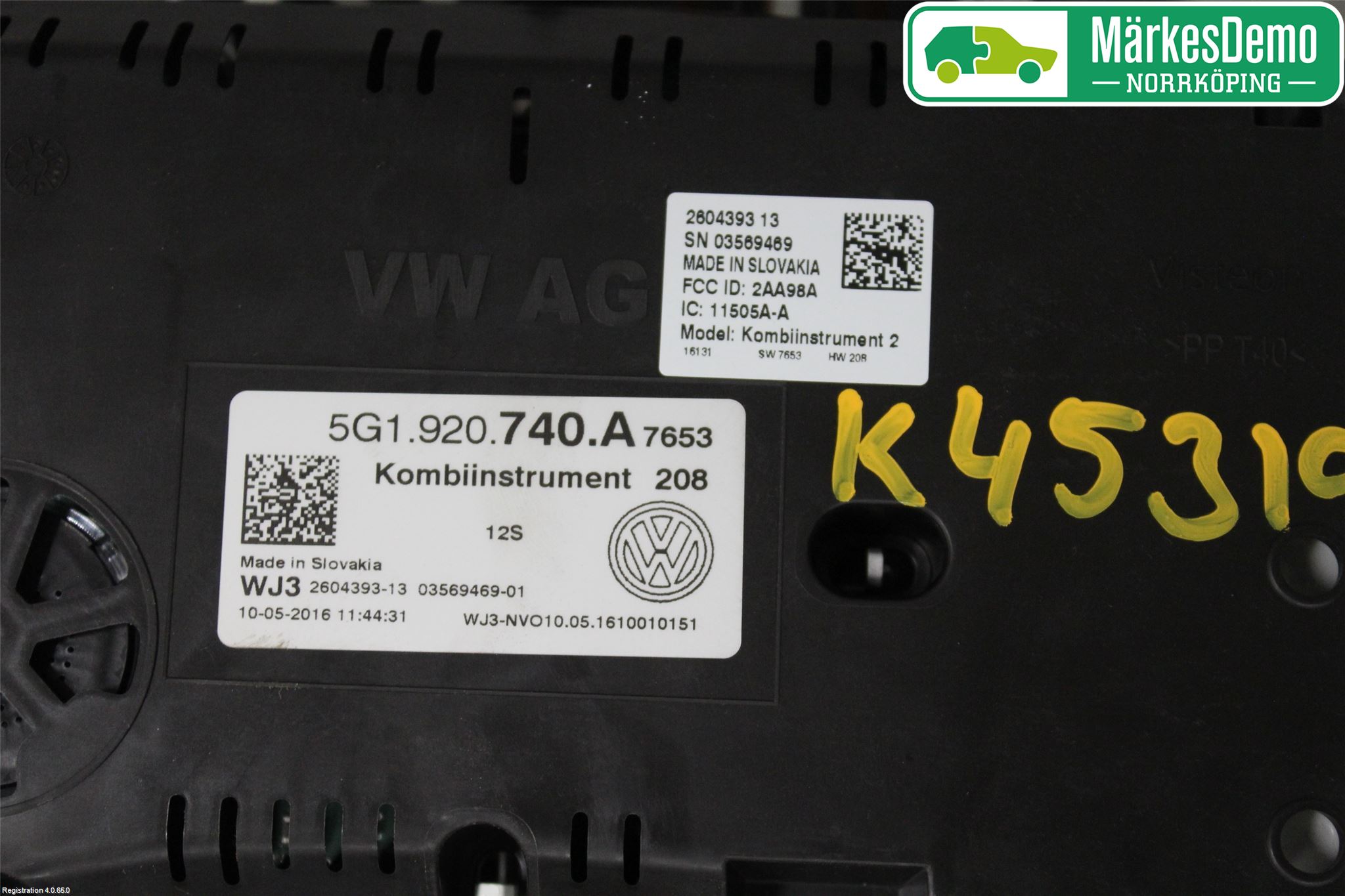 Volkswagen VW GOLF / E-GOLF VII 13-20 Instr Kombinert