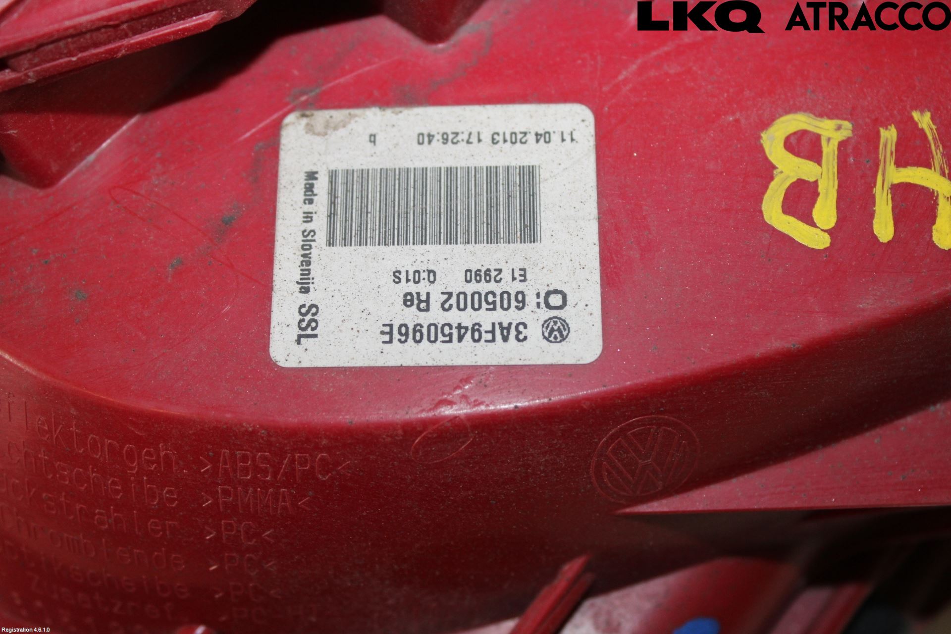 Volkswagen VW PASSAT 11-14 Baklykt Høyre