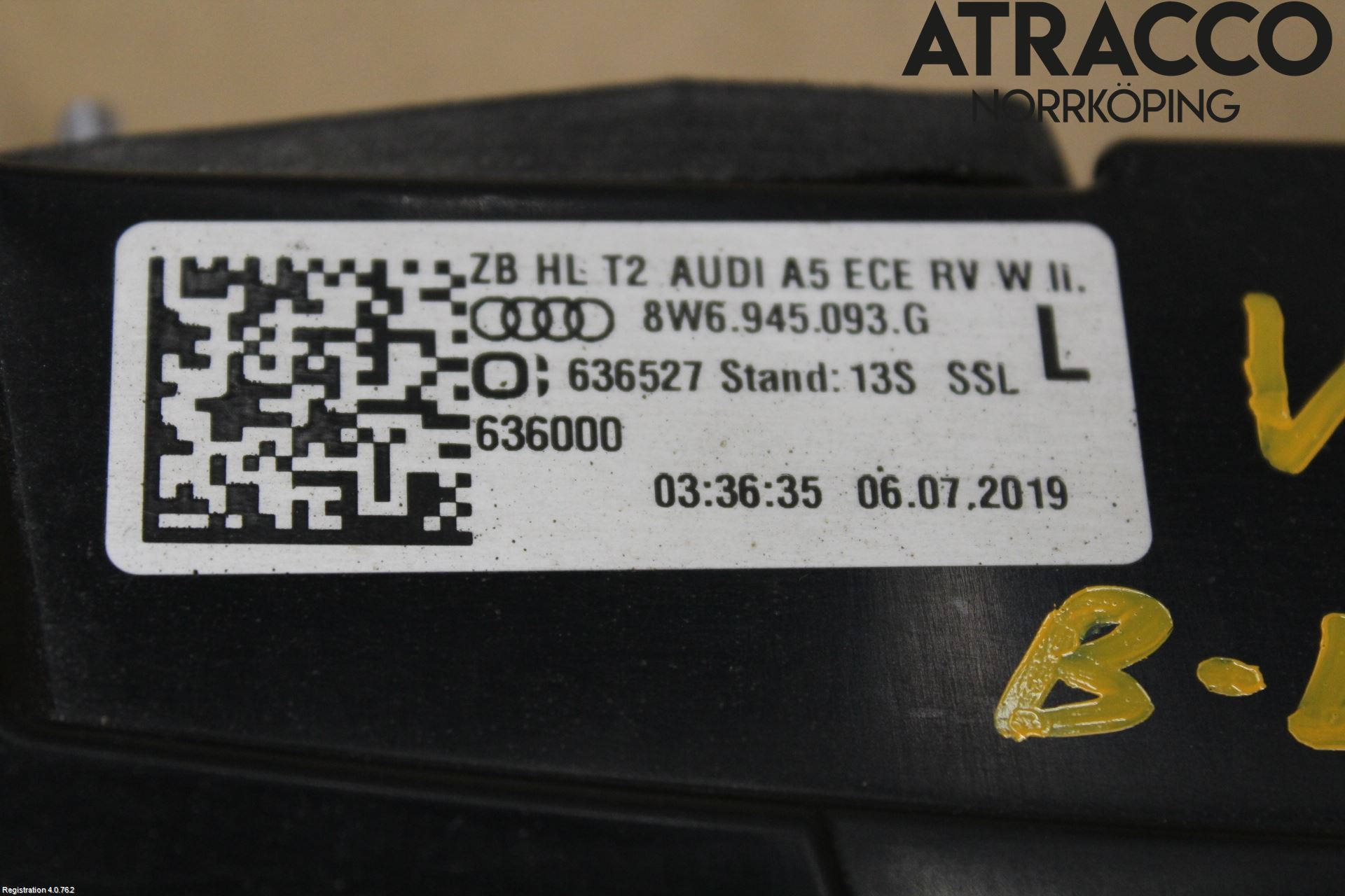 Audi A5 17- Baklykt Venstre  På Luke(Indre