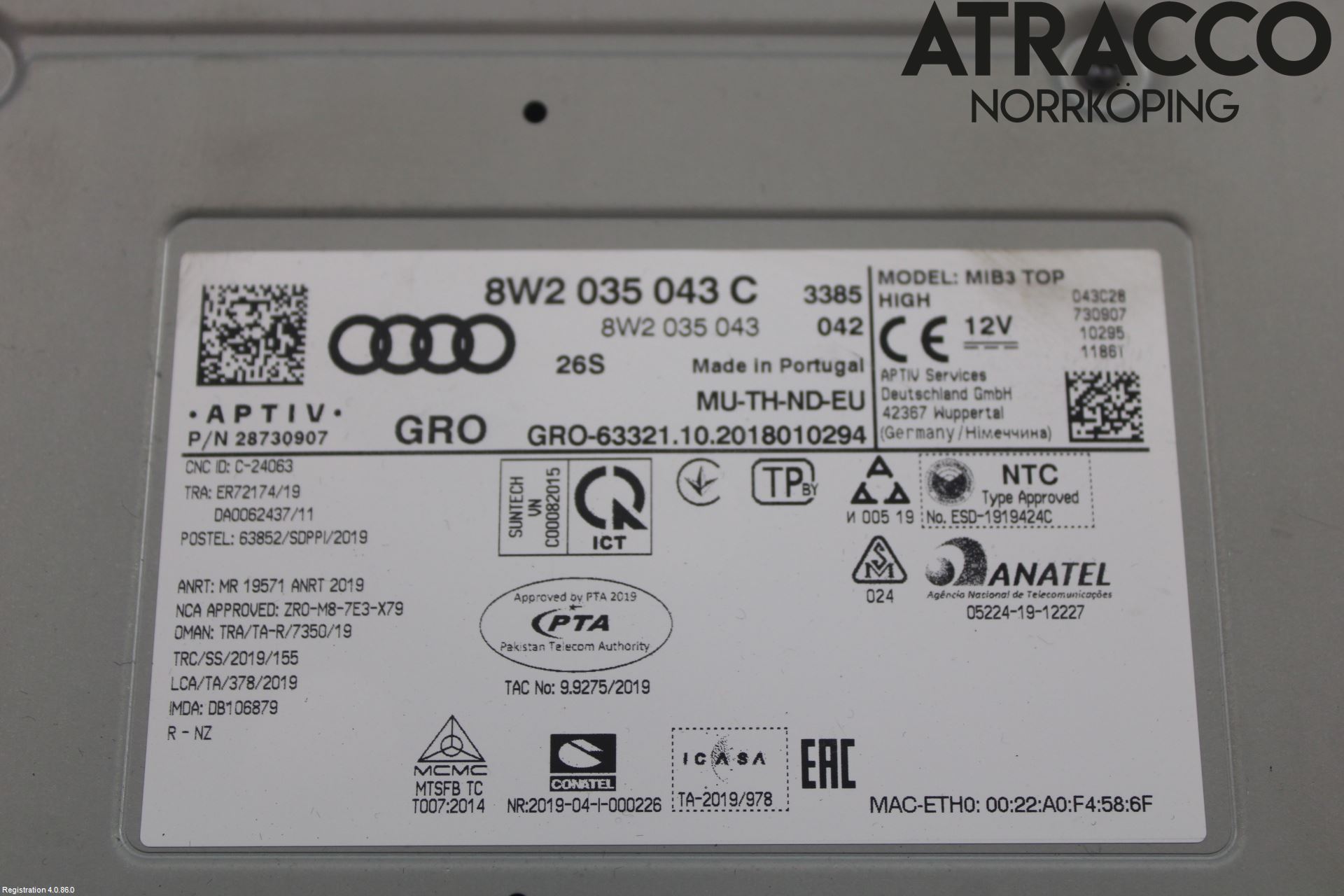 Audi A5 17- Stereo Radio Med Cd