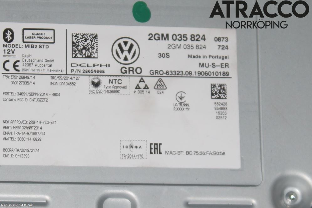 Volkswagen VW T-CROSS 19- Stereo Radio Med Cd