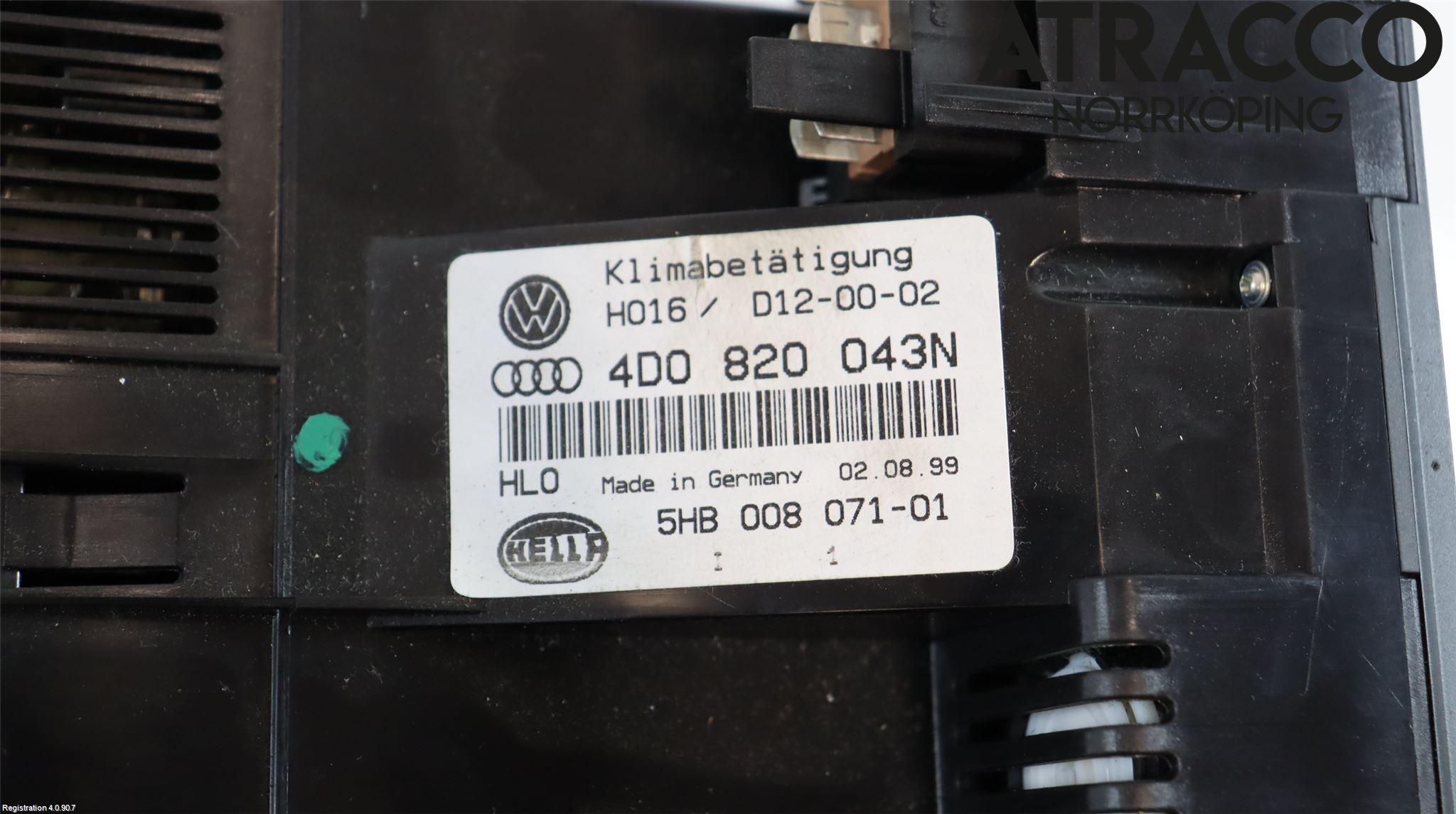 Audi A8/S8 4D 94-02 Varmeapparat Panel(Regulering)