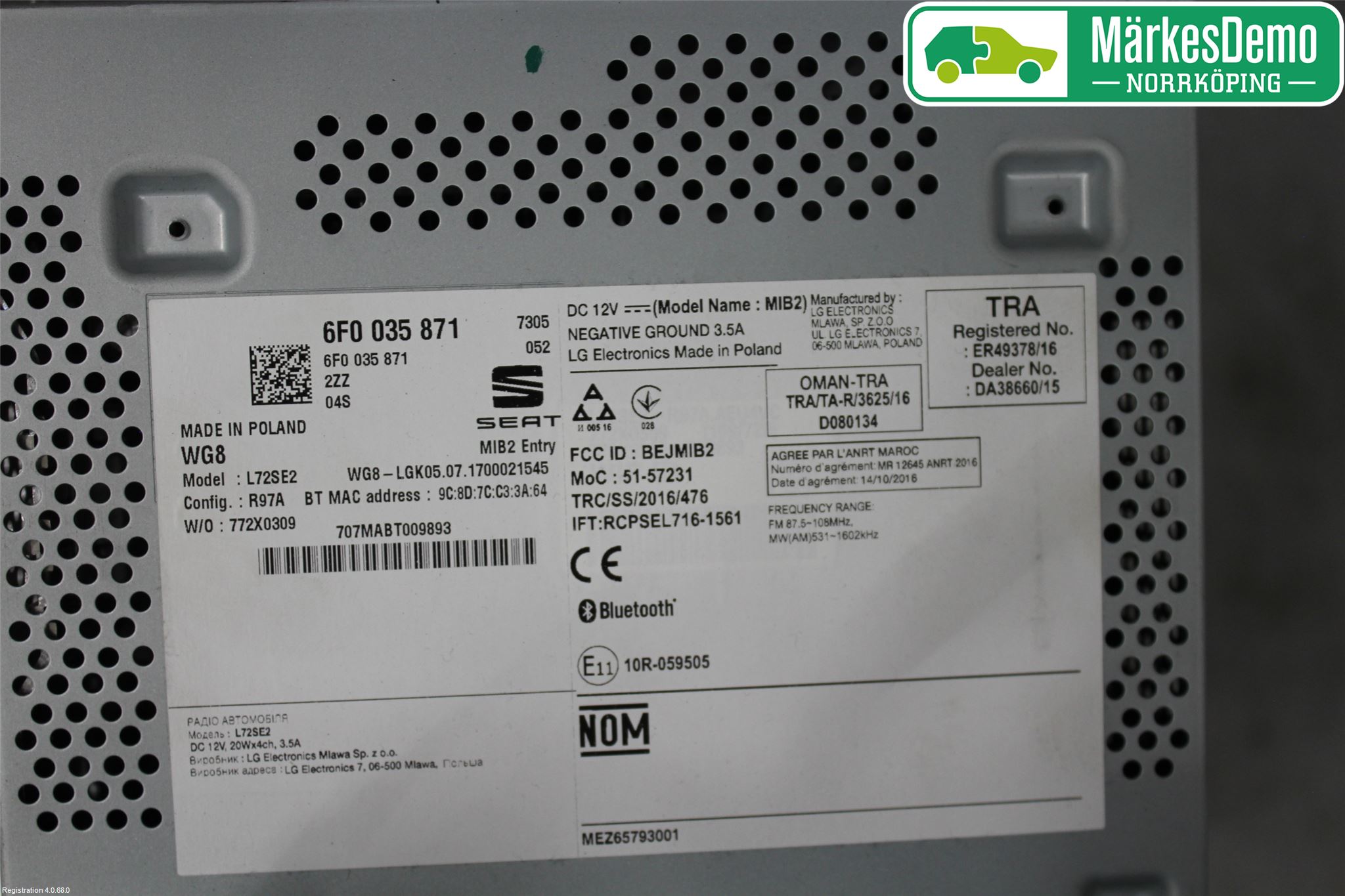 Seat IBIZA V 17-20 Stereo Radio Med Cd