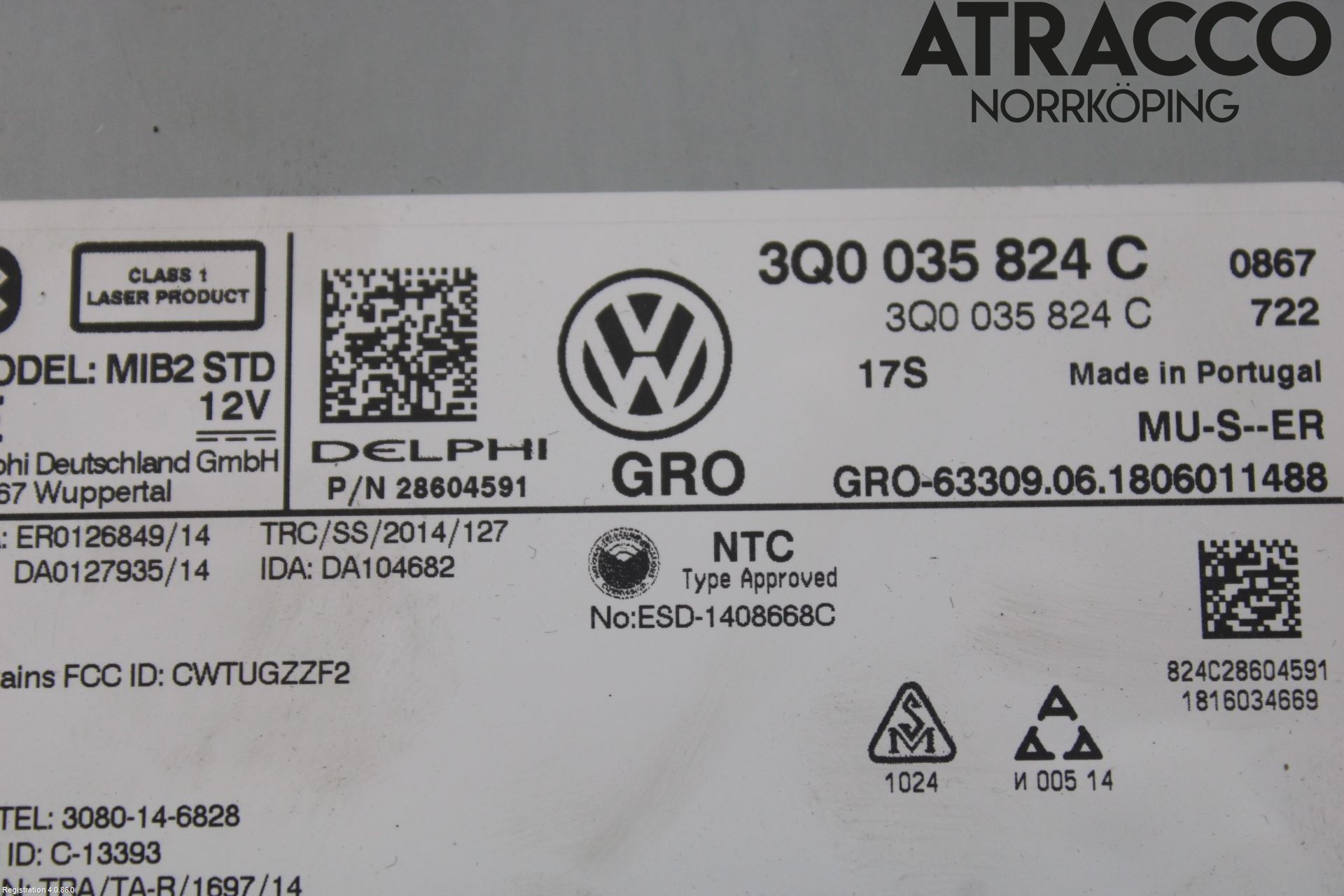 Volkswagen VW GOLF / E-GOLF VII 13-20 Stereo Radio Med Cd