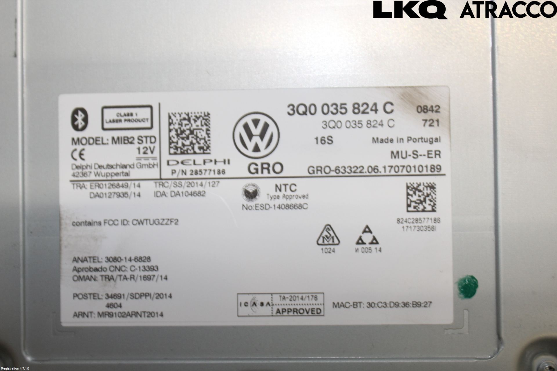 Volkswagen VW PASSAT 15-19 Stereo Radio Med Cd