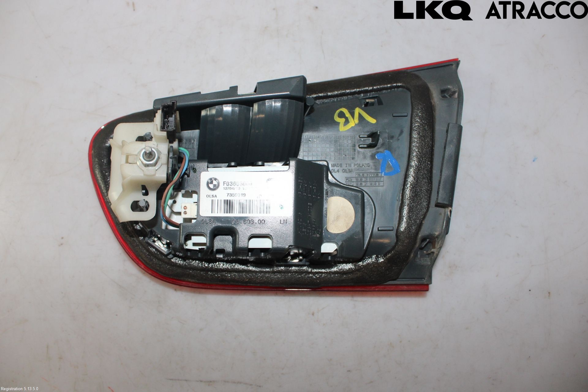 BMW 1 F20/F21 11-19 Baklykt Venstre  På Luke(Indre