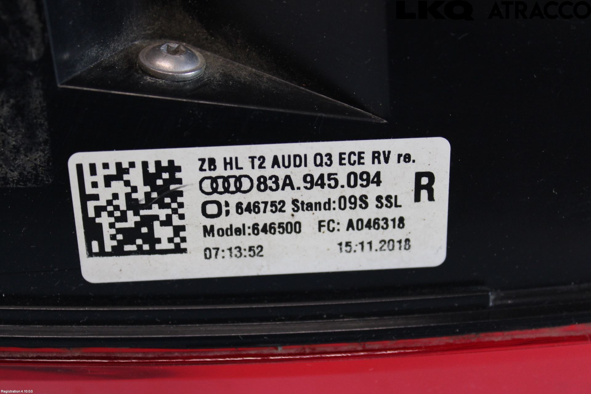 Audi Q3 F3 19- Baklykt Høyre  På Luke(Indre)