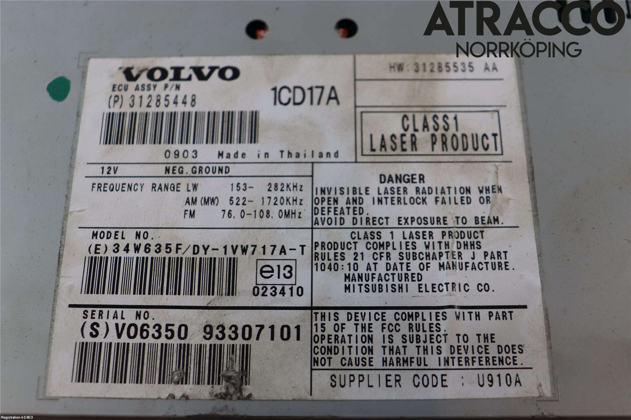 Volvo V50 08-12 Stereo Radio Med Cd
