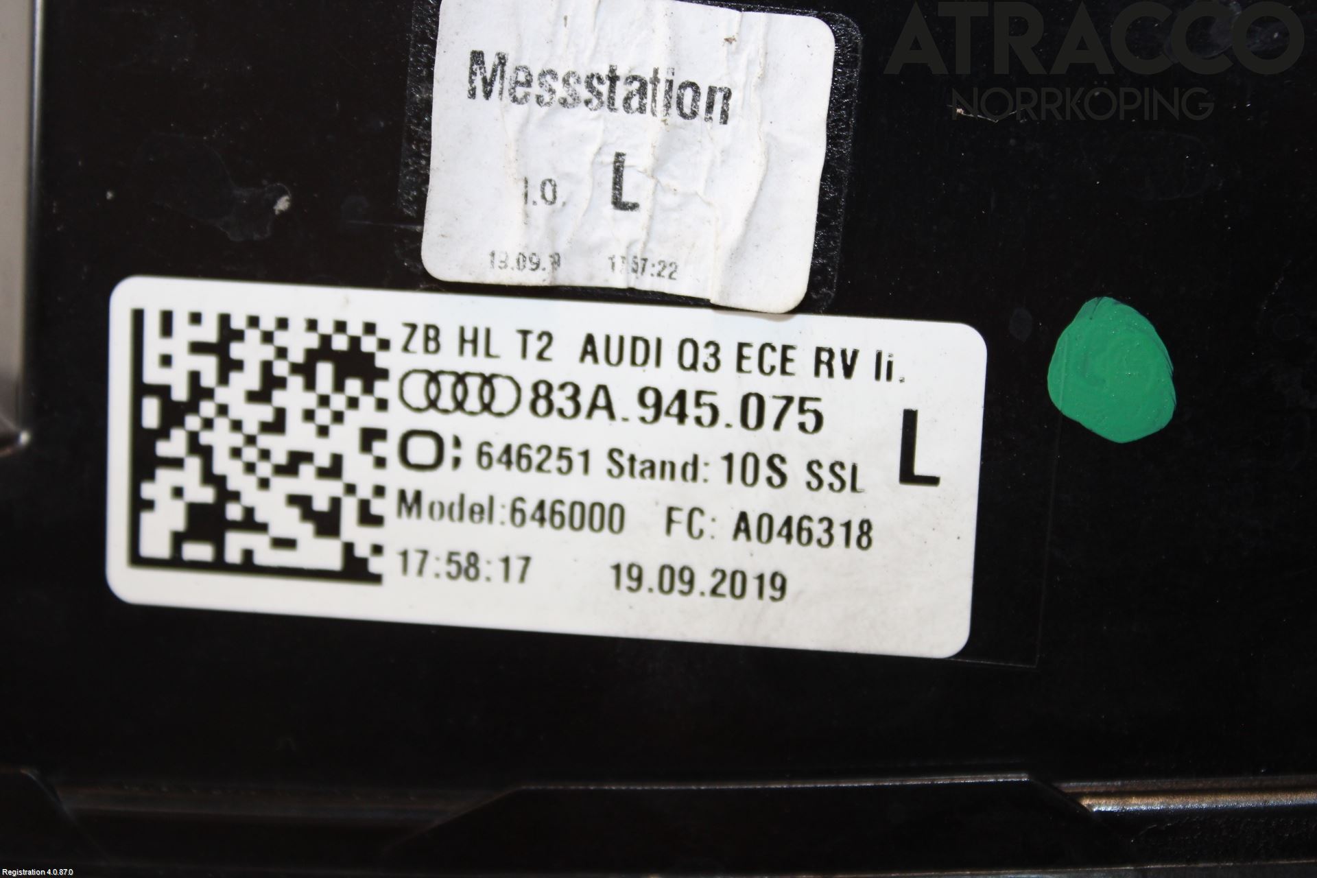 Audi Q3 F3 19- Baklykt Venstre  På Luke(Indre