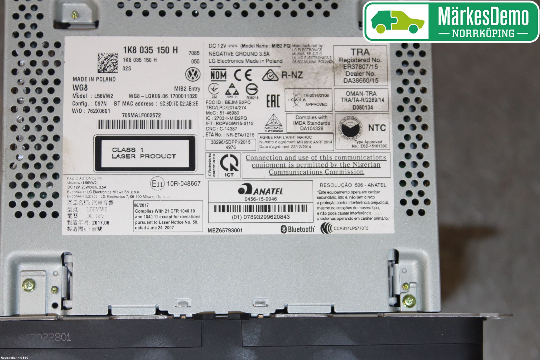 Volkswagen VW CADDY 16-20 Stereo Radio Med Cd