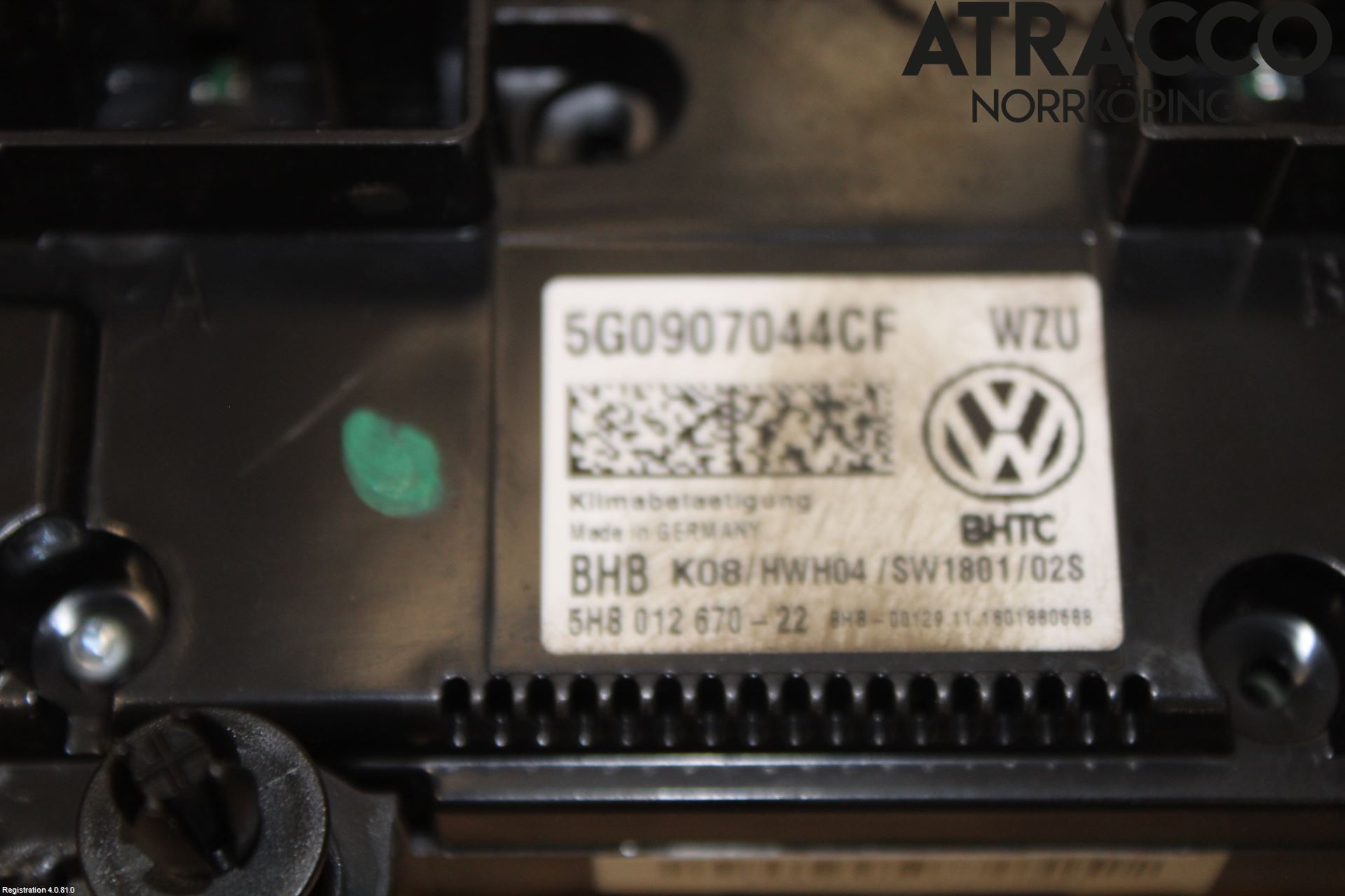 Volkswagen VW GOLF / E-GOLF VII 13-20 Varmeapparat Panel(Regulering)