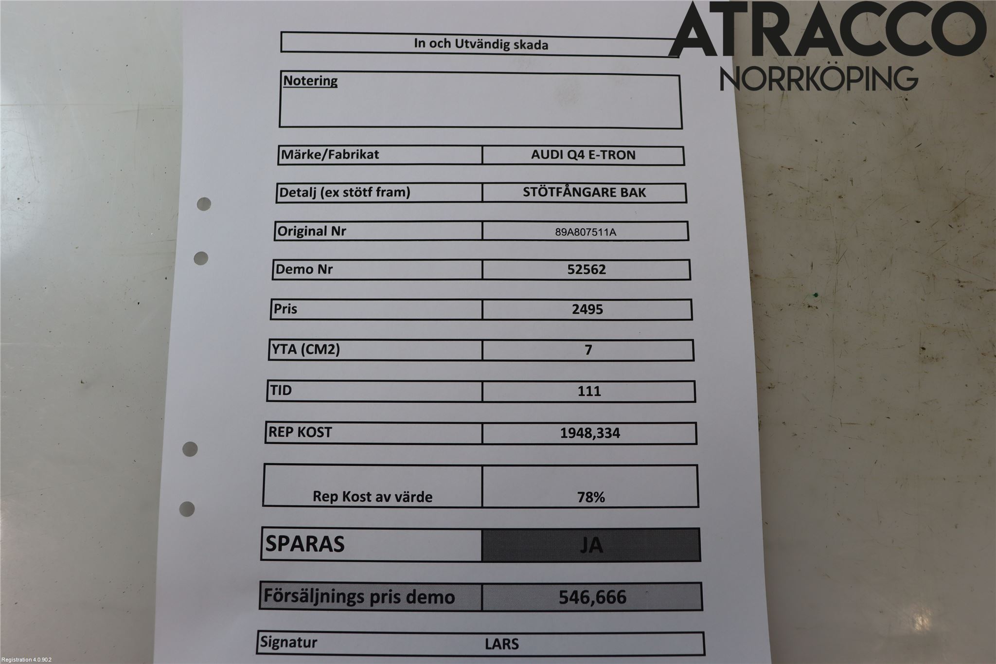 Audi Q4 E-TRON FZ 22- Støtfanger Bak Overtrekk