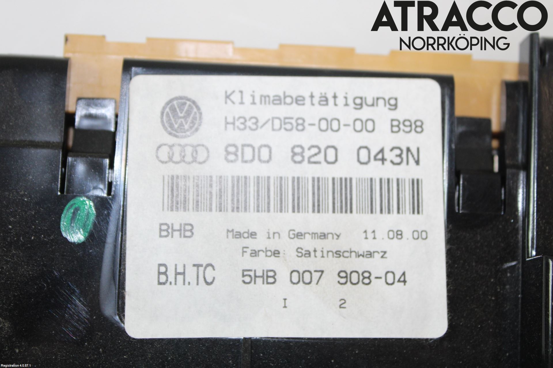 Audi A4/S4 99B-00 Varmeapparat Panel(Regulering)
