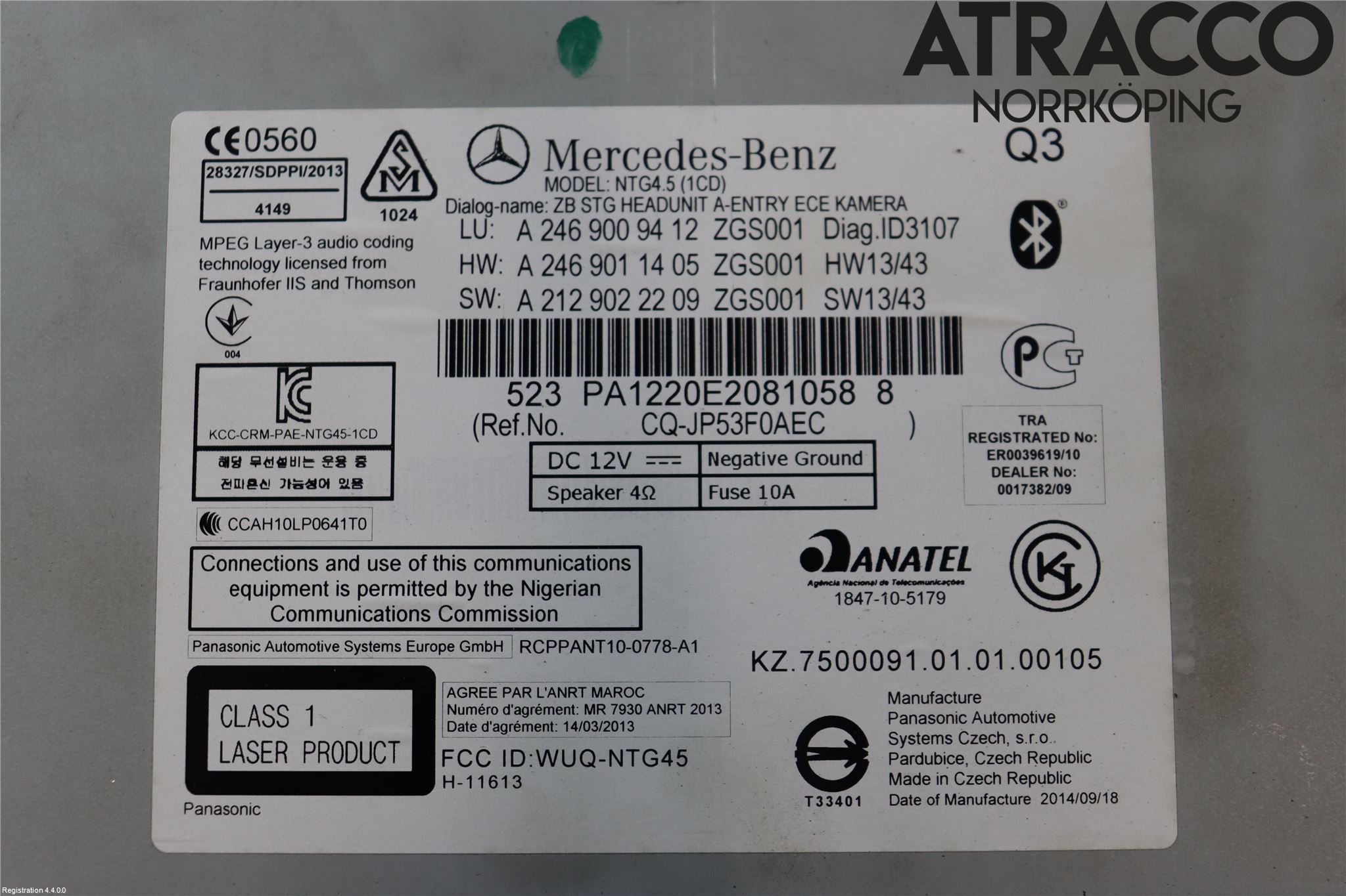 Mercedes-Benz MB B-KLASS (W246/W242) 12-19 Stereo Radio Med Cd