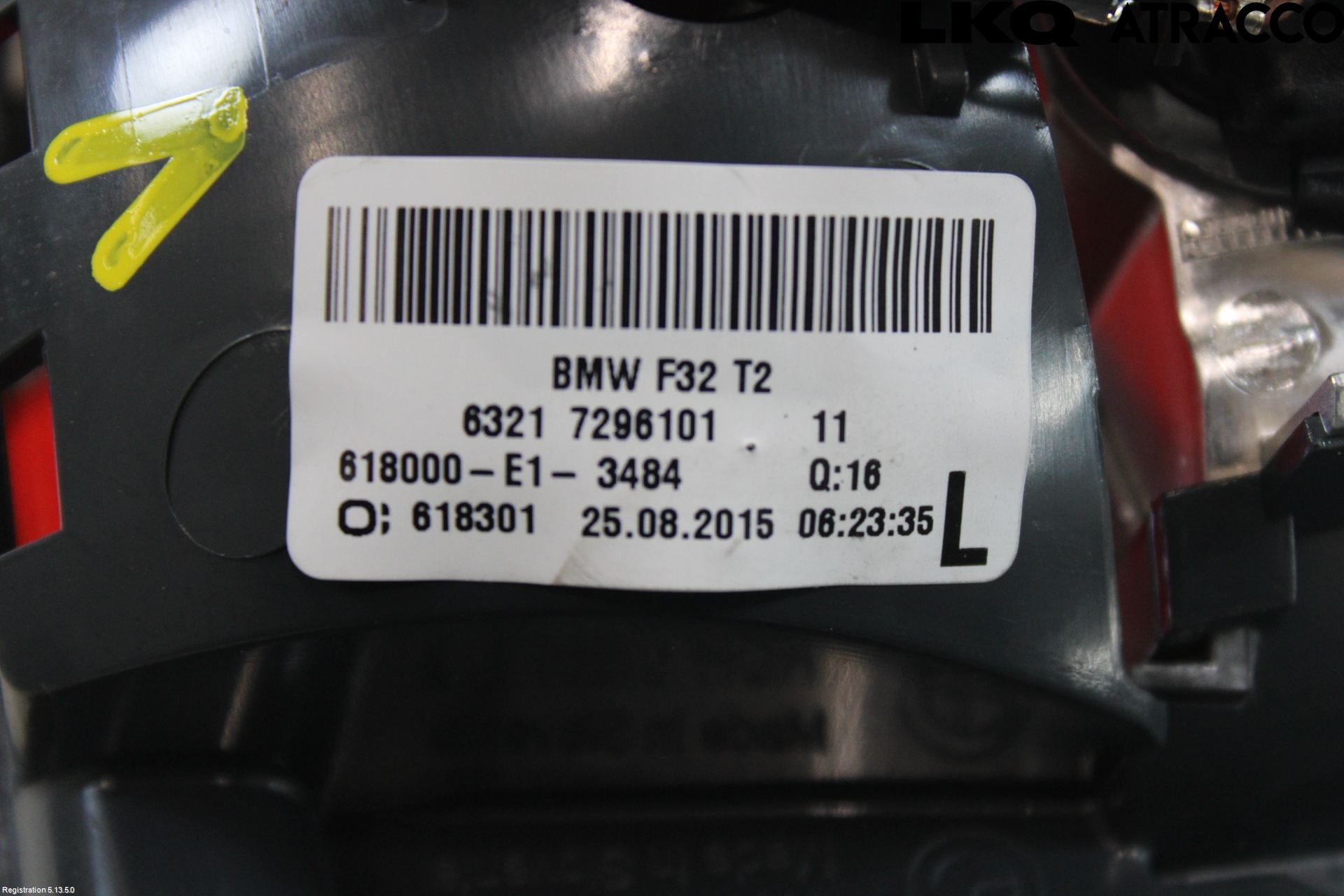 BMW 4 F32/F33/F82/F83 13-20 Baklykt Venstre  På Luke(Indre
