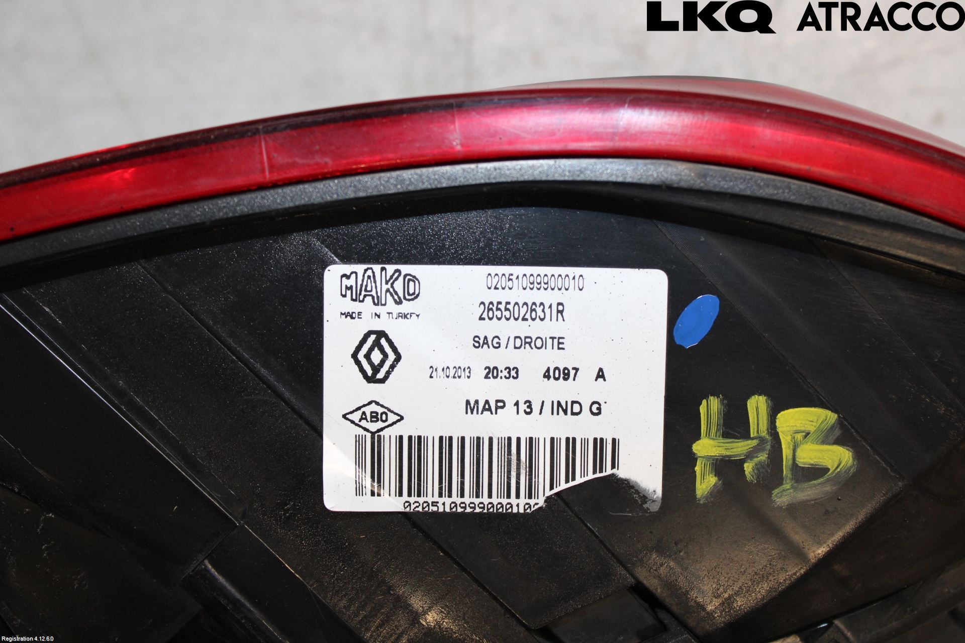 Renault CLIO IV 12-16 Baklykt Høyre