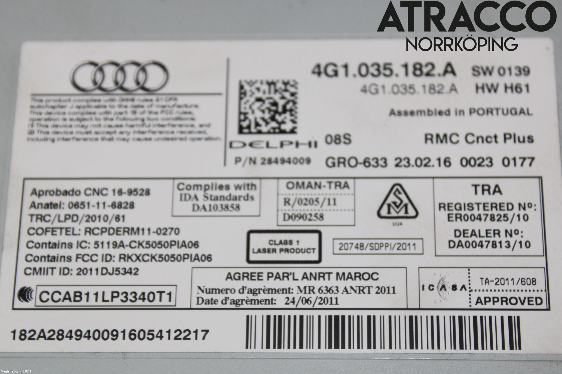 Audi A6/S6 4G 11-18 Stereo Radio Med Cd