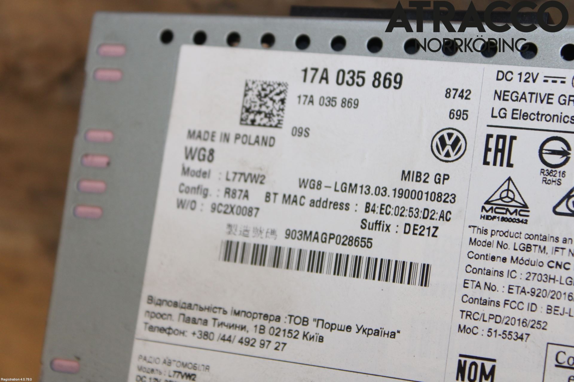 Volkswagen VW POLO VI 18->> Stereo Radio Med Cd