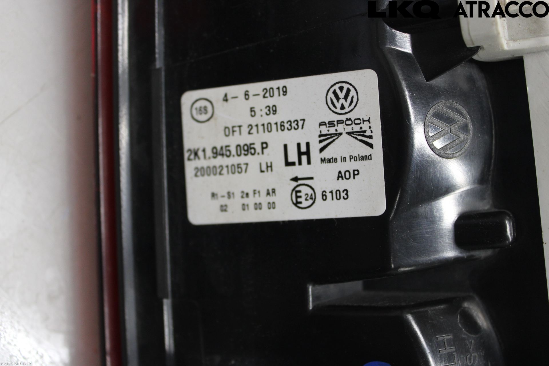 Volkswagen VW CADDY 16-20 Baklykt Venstre