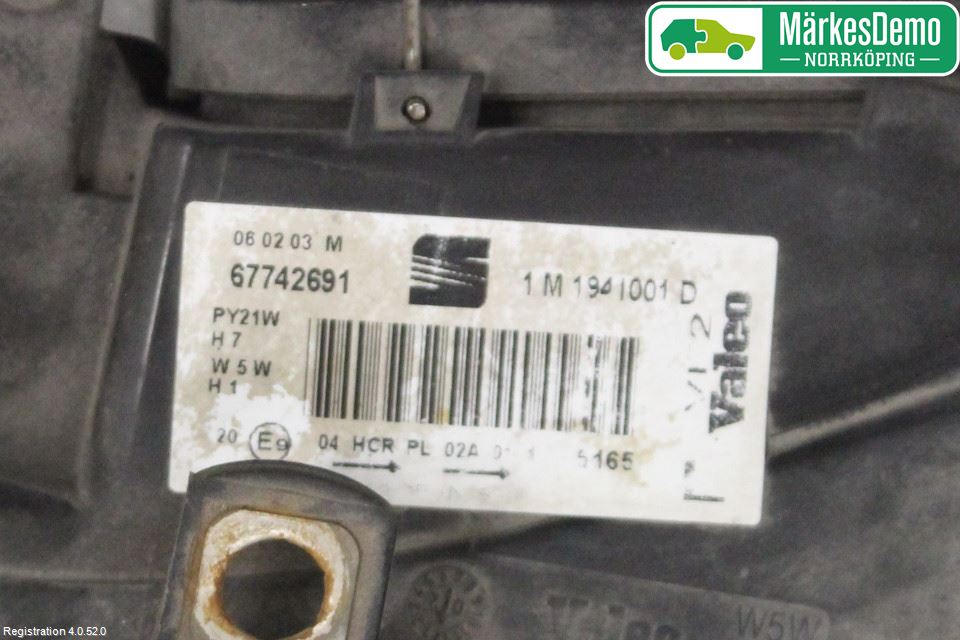 Seat TOLEDO 1M   99-04 Frontlykt Venstre